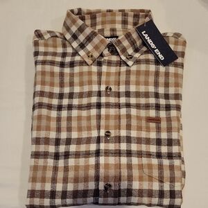 Lands' End Men's Checkered Shirt in Tan and Brown